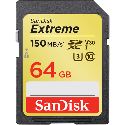 כרטיס זיכרון SanDisk 64GB Extreme UHS-I SDXC 150MBs