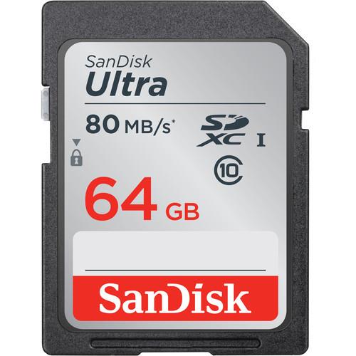 כרטיס זיכרון Sandisk ultra SD 64gb 80mb/s