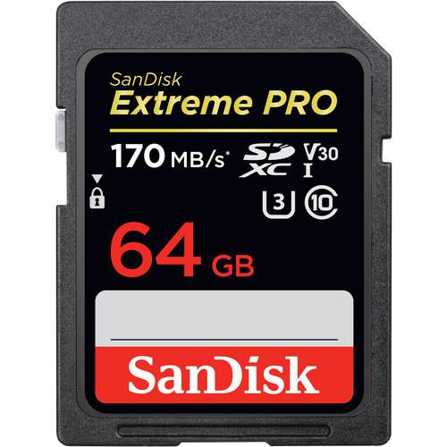 כרטיס זיכרון SanDisk 64GB Extreme PRO UHS-I SDXC 170MB/s